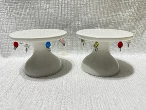 Abt. 56-Sandra Magsamen-weiß/farbige Perlen-3" Fuß Stumpenkerzenhalter Set - Bild 1 von 7