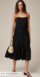 Nwt J. Crew Women's Sorrento Dress in Cotton Voile, Size Tall Small Black - Picture 1 of 9
