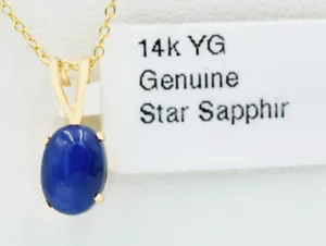 GENUINE 1.48 Cts STAR SAPPHIRE PENDANT 14K  YELLOW GOLD - Free Certificate - NWT - Picture 1 of 4