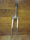 VINTAGE  1&quot; x 6 1/4&quot; THREADED LUGGED REYNOLDS 531 STEEL 700C ROAD FORK - WHITE