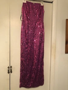 Vintage J Reynolds Strapless Sequins Prom Party Dress Pink Purple Red 7/8 USA - Picture 1 of 8