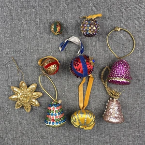Lot Vintage Ornaments Sequin Handmade Ornaments Colorful (READ) - Picture 1 of 14