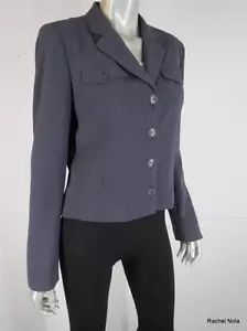 Chaqueta Blazer Calvin Klein Talla 10 M Marrón Botones Bolsillos Frontales Carrera Recortada - Imagen 1 de 12