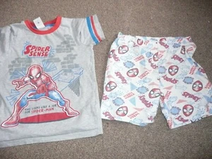 DISNEY STORE BOYS 9-10 YEARS SPIDERMAN PYJAMA NIGHTWEAR 2PC SHORT SLEEVES SHORTS - Picture 1 of 3