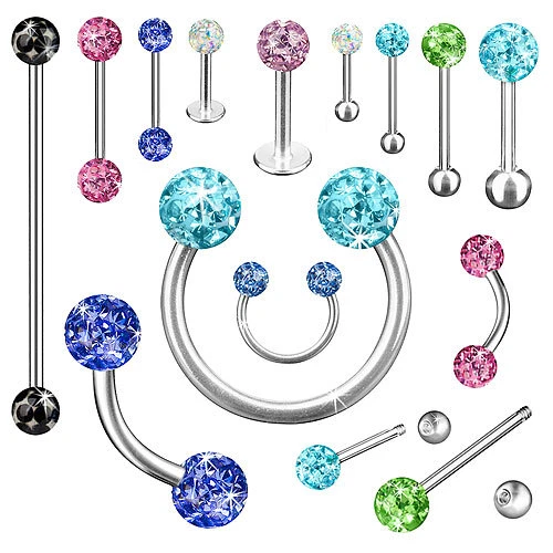 Piercing Ferido Kristall Ohrstecker Septum Labret Lippe Nase Brust Zunge Intim - Bild 1 von 1