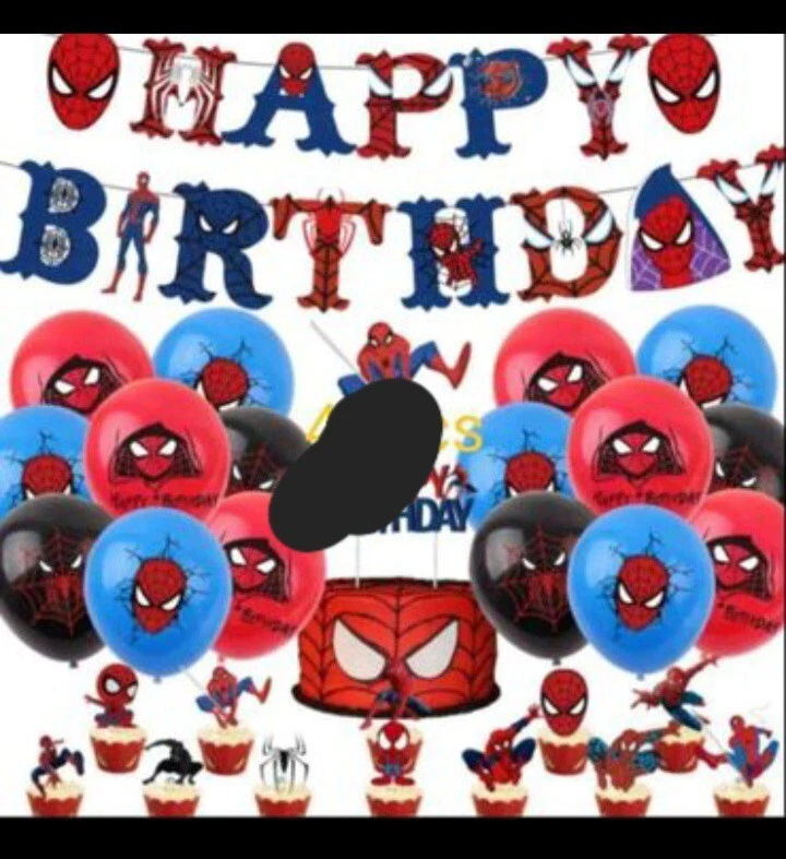Conjunto de balões de aniversário Spiderman 50 peças conjunto banner.balões.copo de cupcake etc - Imagem 1 de 1