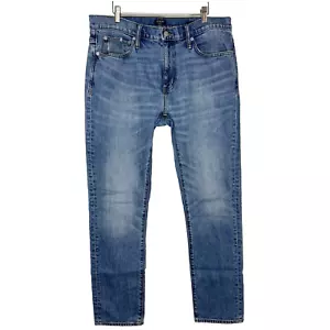 Jeans J Crew uomo 36x31 blu flex slim dritto elasticizzato denim baffo vita media - Foto 1 di 7