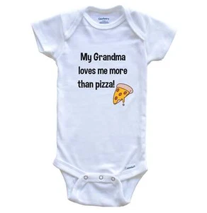 My Grandma Loves Me More Than Pizza Funny Grandchild Baby Bodysuit - Picture 1 of 2