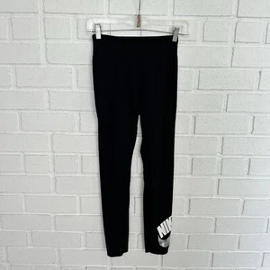 Nike Athletic Leggings Youth Girls XL Black Nike Swoosh On Ankle - Picture 1 of 9