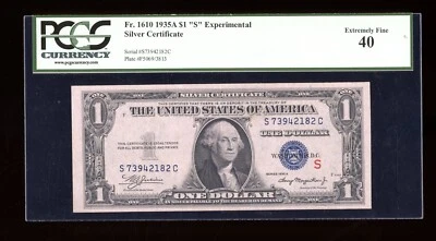 DBR 1935-A $1 Silver Experimental (S) Fr. 1610 PCGS XF-40 Serial S73942182C - Image 1 of 2