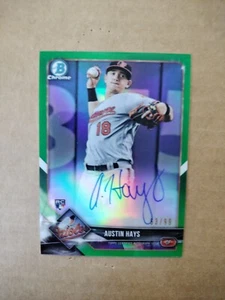 Bowman Chrome Green Refractor 2018/99 automático Austin Hays RC Rookie - Imagen 1 de 2