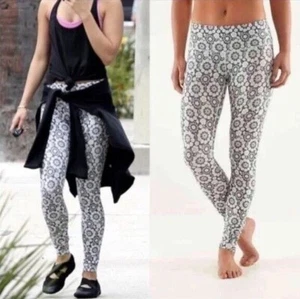 Lululemon Full Length Leggings Women's 4 Wunder Under Twiggy Floral Nimbus Gray - Foto 1 di 8