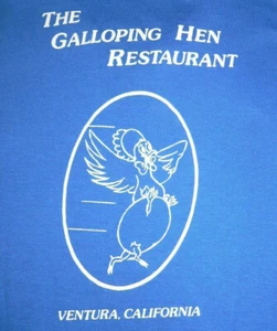 CAMISETA VINTAGE AÑOS 80 XL GALOPING GALLINA RESTAURANTE VENTURA, CA HECHA EN EE. UU. ETIQUETA HANES antigua - Imagen 1 de 4