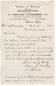1895 HENRY J WINDE HARDWOOD CEDAR LUMBER BOATS CANOE BEVERLY ST BOSTON MA - Picture 1 of 2