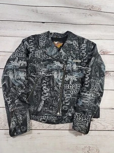 Harley Davidson Women's Moto Jacket All Over Print Full Zip Size XL Q5 - Picture 1 of 7