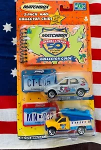 MATCHBOX ACROSS AMERICA 2-Pk & COLLECTOR GUIDE Connecticut Minnesota - Picture 1 of 2