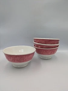 4x QUADRIFOGLIO Franco Giorgi großer Rand Suppenschüssel WEISS geprägt Obst Rand rosa - Bild 1 von 9