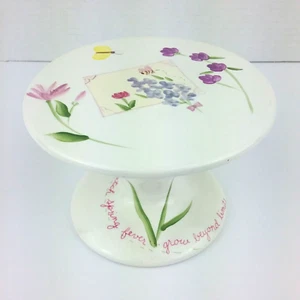 Bath & Body Works Spring 2000 Pedestal Candle Holder Floral Butterfly w/Message - Picture 1 of 13