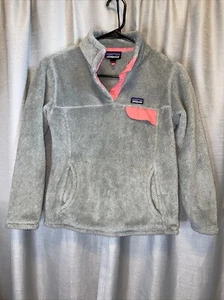 Patagonia Big Kids Size 12 Grey And Pink Snap Fleece Synchilla Cond STKB02 - Picture 1 of 7