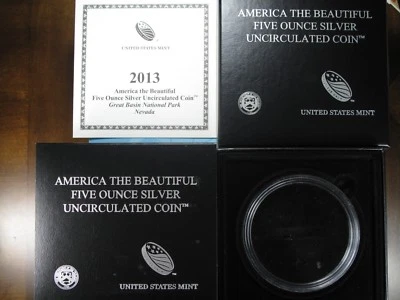 PACKAGING US MINT & COA FOR 2013-P GREAT BASIN 5 Oz. SILVER SPECIMEN NO COINS - Image 1 of 4