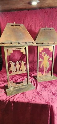 2 винтажные металлические настольные лампы Western Iron. Сварной деревенский ручной работы УНИКАЛЬНЫЙ - Изображение 1 из 4