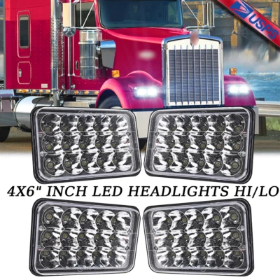 4pc 4x6" Led Headlight Fit Kenworth KW W900 W900B W900L Classic 120/132 HK Truck - Image 1 of 4