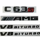 Gloss Black C63s Amg V8 Biturbo Trunk Badges Emblems For Mercedes Benz W205