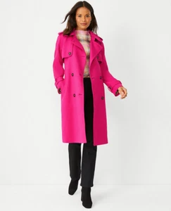 NEW ANN TAYLOR $248 RAZZLE DAZZLE DOUBLE BREASTED TRENCH COAT SZ S SMALL - Picture 1 of 4