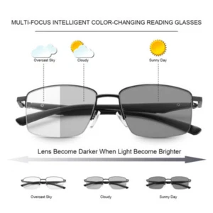 Photochromic Progressive Multifocal Reading Glasses Folding Reader Sunglasses - Picture 1 of 19