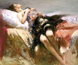 Pino Daeni,Hand-painted Portrait oil Painting On Canvas 24x36inch #062 Unframed - Picture 1 of 5