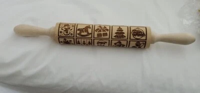 Pastrymade CHRISTMAS Engraved Wooden Rolling Pin Embossed Dough Christmas Mold - Image 1 of 4