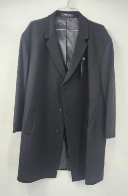 NEW Kenneth Cole New York Men's Black Long Over Coat Size 54R - Image 1 of 4