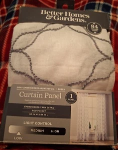 Better Home & Garden Quatrefoil Embroidery Indoor Polyester Sheer Rod Pocket... - Picture 1 of 2