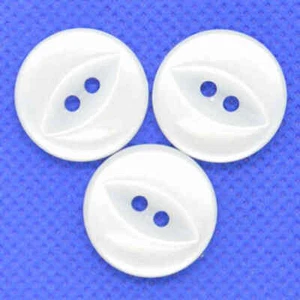 WHITE PEARLESCENT 2 HOLE FISHEYE BUTTONS 11.5mm 14mm 16.5mm and 19mm - Picture 1 of 2