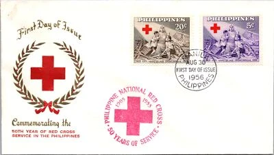 Philippines FDC 1959 - 50th Anniv PhIl Nat'l Red Cross - 20c/5c Stamp - F43394 - Image 1 of 2