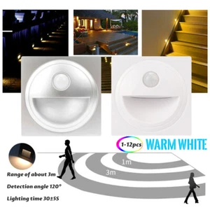 1-12er LED Wandeinbauleuchte mit Bewegungsmelder Treppenlicht Weiß Silber 230V - Bild 1 von 14