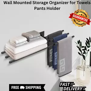 Towel Rack for Bathroom, Metal 6-Arm Towel Bar and Pants Holder, Wall Mounted - Picture 1 of 7