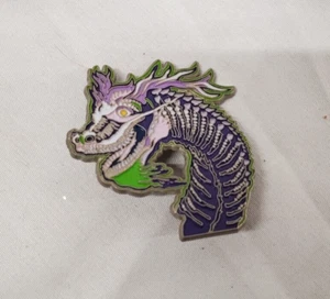 Michael Garfield Art Green Purple Dragon Head Lapel Pin 1.5" - Picture 1 of 4