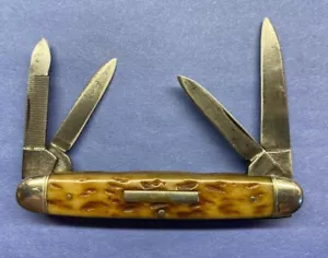 VINTAGE CAMILLUS 4-BLADE BONE POCKETKNIFE C. 1930-1945 - Picture 1 of 10