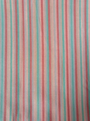 Southwestern Stripe VTG Fabric 45" Terra Cotta Aqua Quilt Craft - By the 1/2 yd  - Image 1 of 2