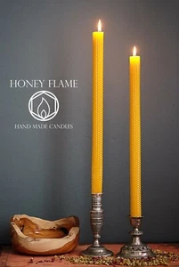 2 x EXTRA LONG 100% PURE BEESWAX candles ~ 42cm x 2cm ~ Eco-friendly - Picture 1 of 3