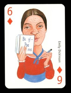 1 x playing card BBC The Woman’s Hour Emily Dickinson 6 of Diamonds