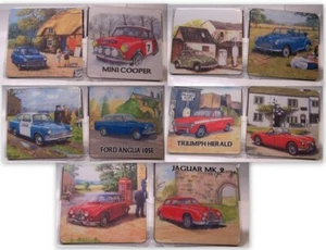 Car Motor Vehicle design coasters in sets of 2 - various designs - Picture 1 of 6