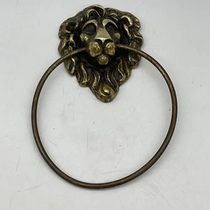 Vintage Cast Brass Lion Head Towel Holder - 5” Ring - Bild 1 von 4