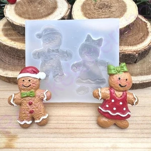 Christmas Gingerbread Man-Girl handmade silicone Mold for crafts - Picture 1 of 13