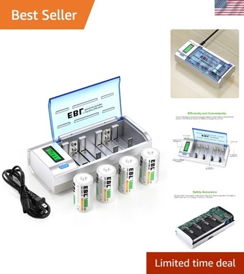 10000mAh D Cell Rechargeable Battery Set with Smart Charger - Versatile Power - Image 1 of 4
