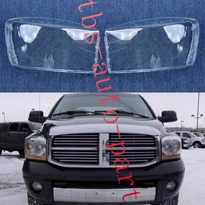 For Dodge Ram 1500 2500 3500 2006-2008 LH&RH Side Headlight Lens Cover+Glue - Picture 1 of 9