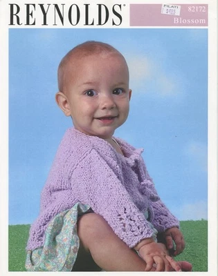 Reynolds Knitting Pattern 82172 Blossom Striped Baby Eyelet Cardigan 3mos-18mos - Image 1 of 2