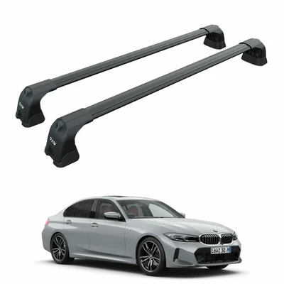 Barras transversales de techo punto de fijación para BMW 5 sedán G30 (2016-2023), negras Foto 1 de 4