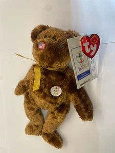 Beanie Baby Bear 2002 Copa Mundial de la FIFA Corea Japón EE. UU. Licencia Oficial TY Nuevo - Imagen 1 de 9